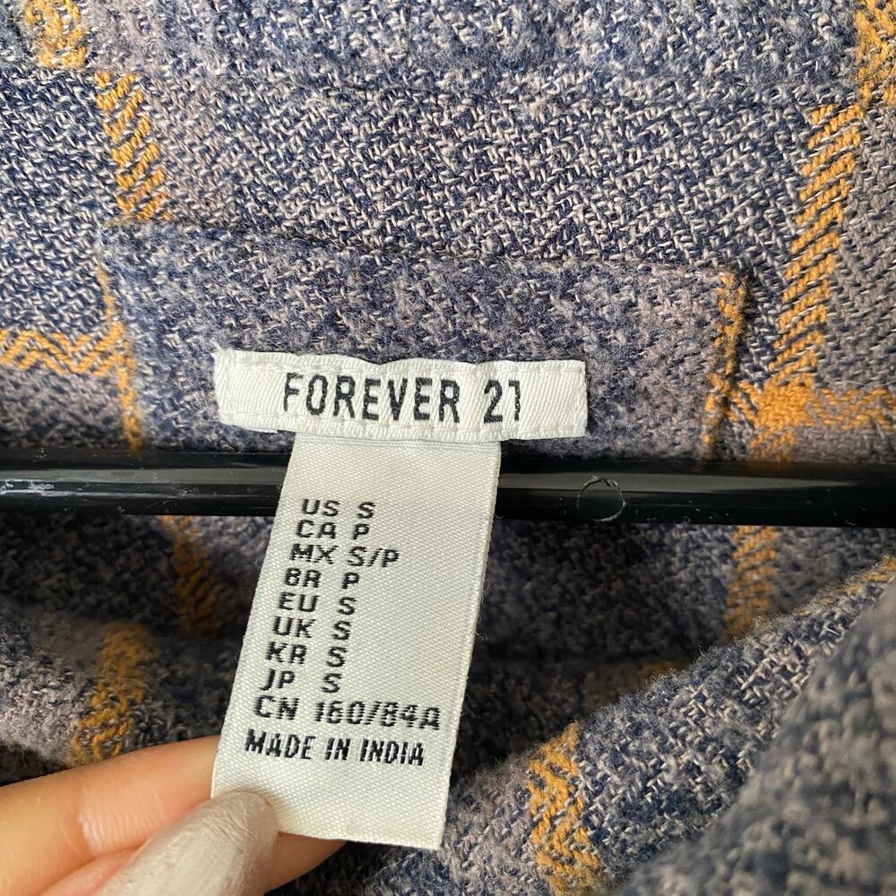 Forever 21 sz S gray gold plaid cowl neck cropped‎ jacket - Picture 5 of 9